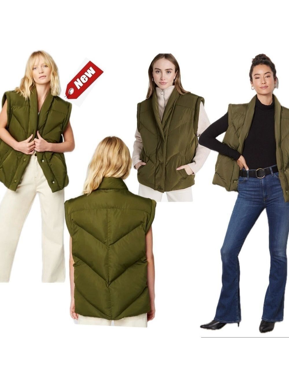 Blanknyc green matcha latte puffer vest Sz S NWT